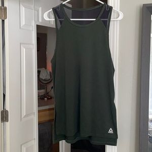 Reebok dark green and black mesh workout tank top